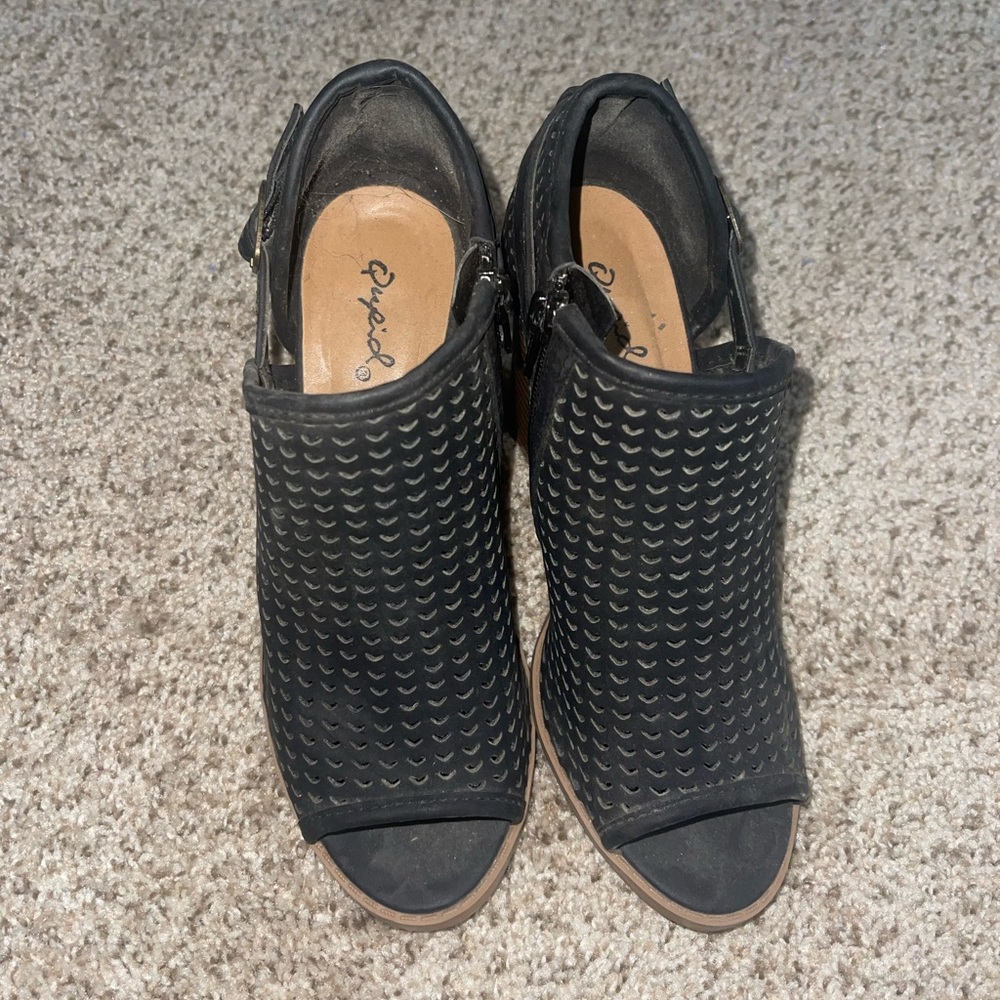 Black Qupid Peep Toe Booties